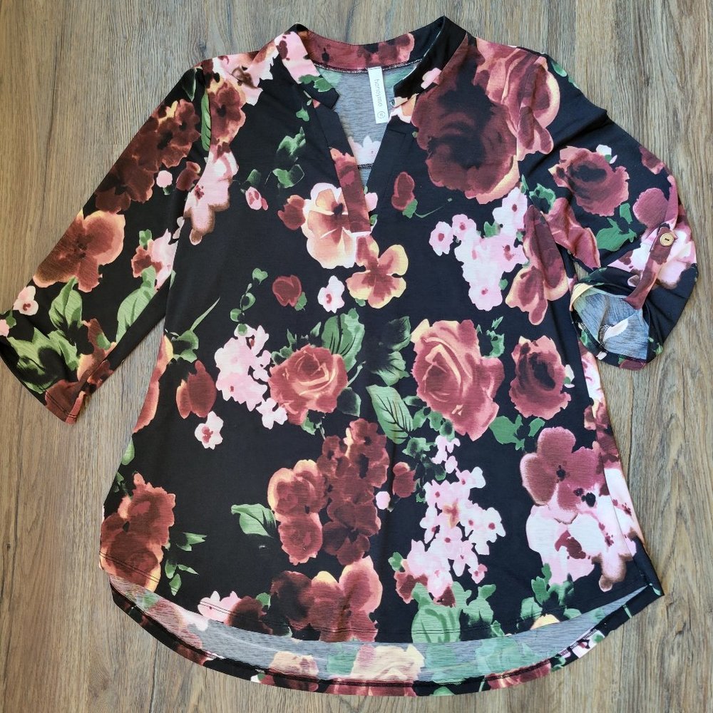 Honeyme Floral Top - Black - Medium